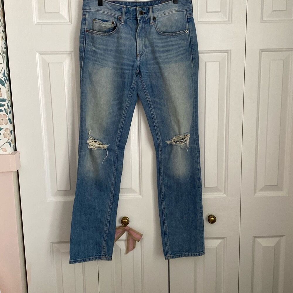 Bonobos Men's Slim Jeans Light‎ Wash Distressed 29x32
